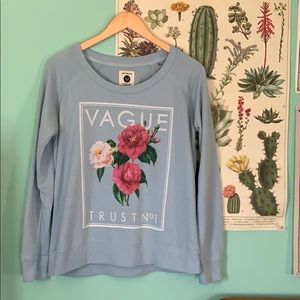 Sky Blue Sweater With Vintage Floral Print